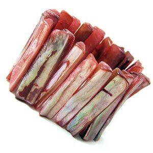 Red Mother of Pearl Rustic Beach Resort Pool Sea Shell MOP Stretch Bracelet